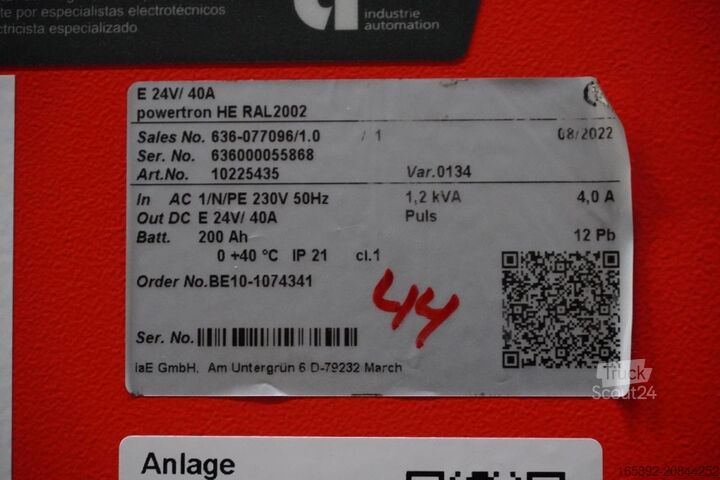 Gabelstaplerbatterie INDUSTRIE AUTOMATION Powertron HE 24V/40A