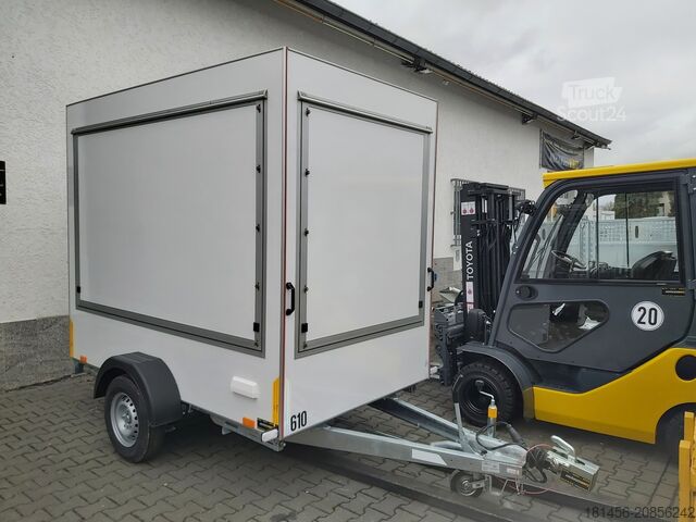 Verkoopaanhanger trailershop stand Infostand Verkaufsanhänger small 230 Volt Licht gebraucht verfügbar
