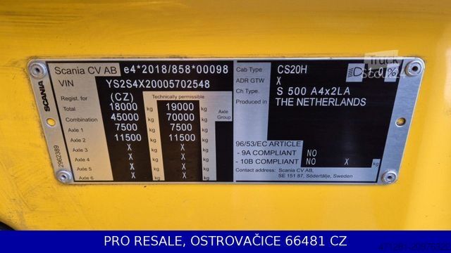 Standard dragbil SCANIA S500 N323 E6 PARKCLIMA + RETARDER + FULLSPOILER