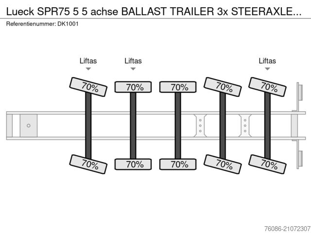 Flatbed Lueck SPR75 5  5 achse BALLAST TRAILER 3x STEERAXLE!!