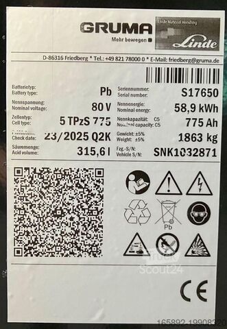 Truckbatteri GRUMA 80 Volt 5 PzS 725 Ah