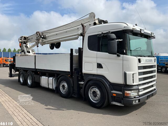 Camião-grua Scania R 144 8x4 Retarder MKG 55 Tonmeter Dachdecker Kran
