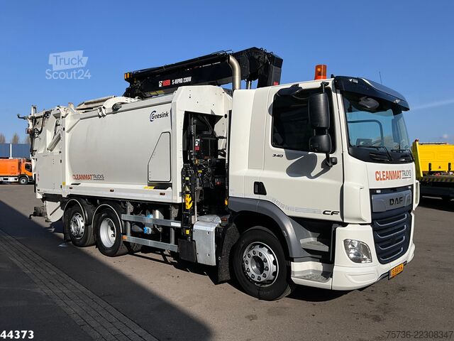 مركبة جمع النفايات DAF FAN CF 340 Euro 6 Hiab 23 Tonmeter laadkraan Ju...