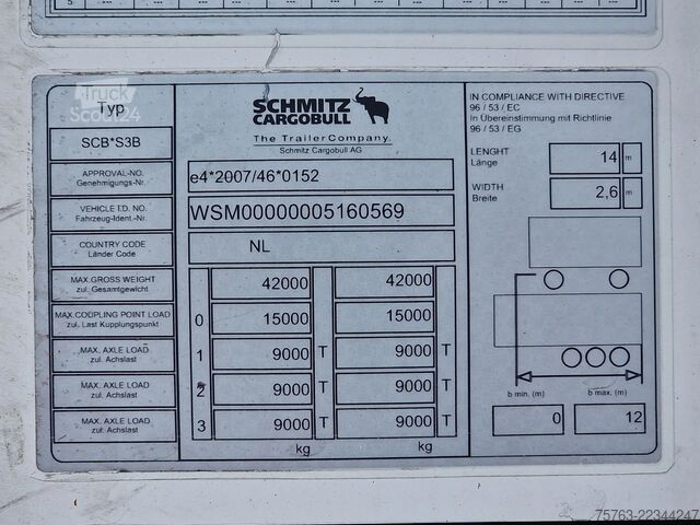  Schmitz Cargobull SCB*S3B Frigo Carrier Vector 1950 MT - Bi Temp ...