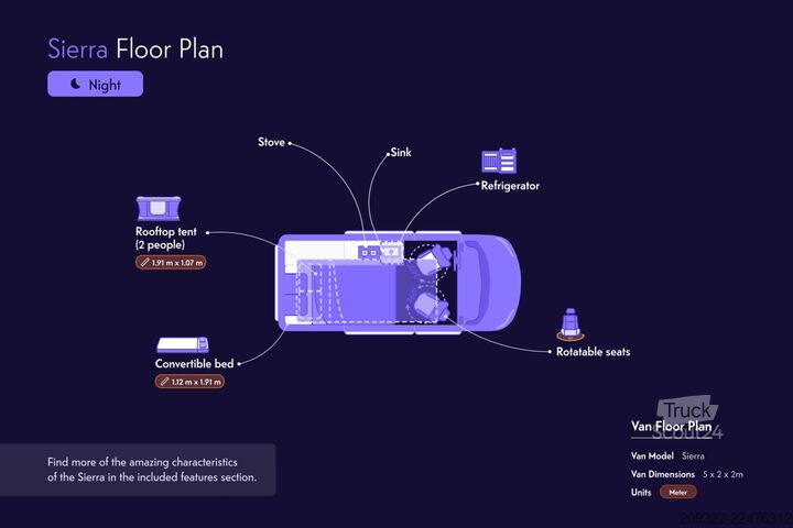 Rulotă/autocaravană Ford Panama 2022 | Cambio manuale | Tetto a soffietto