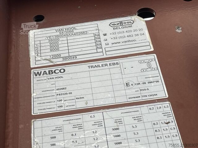 Konteyner taşımacılığı Van Hool 3B0049 20FT Chassis / BPW Axles  / Discbrakes