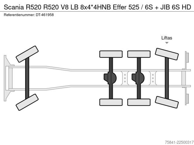 Ciężarówka z dźwigiem Scania R520 R520 V8 LB 8x4*4HNB Effer 525 / 6S + JIB 6...