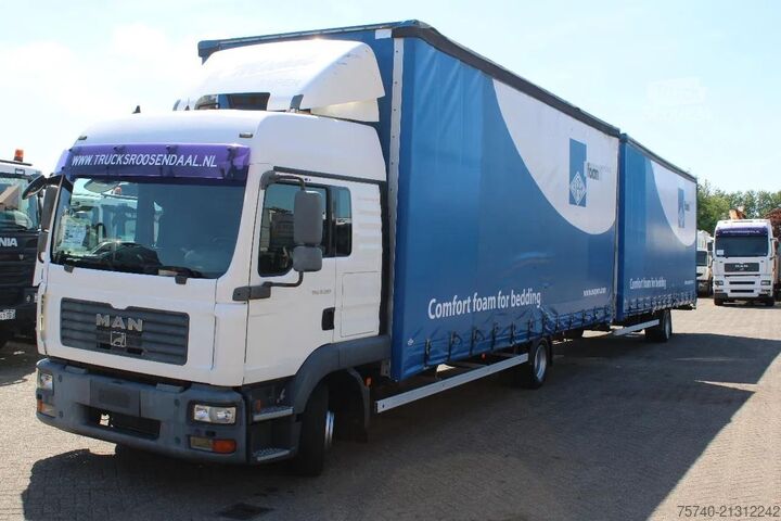Schuifzeil MAN TGL 8.210 + TRAILER + SLEEPCAB COMBI