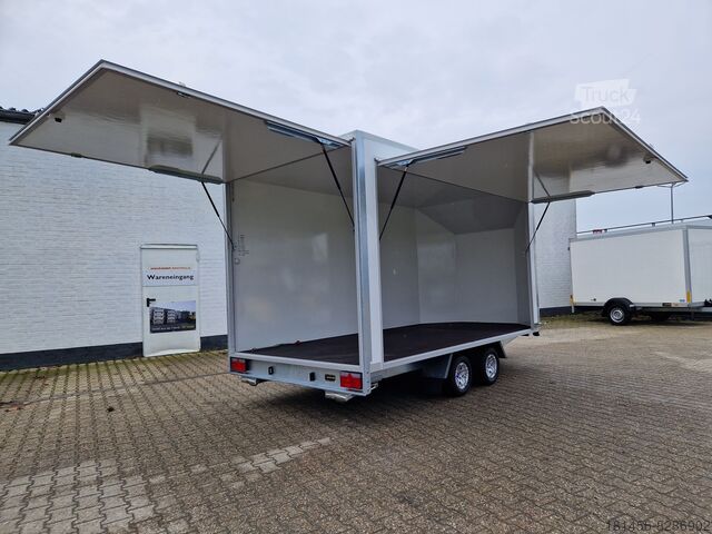 trailershop Verkauf Präsentation Event mobile Werkstatt aerodynamischer Koffer 418x200x200cm