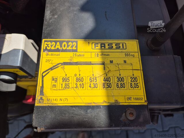 Kasa tipi kamyon + vinçli kaldırma sistemi (HDS) Renault D 7.5 180 - FASSI 32B