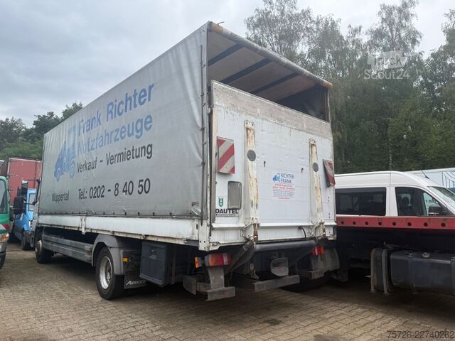 Platós teherautó ponyvával MERCEDES-BENZ Atego 1223, TÜV bis 04/27, LBW, erst 384 Tkm