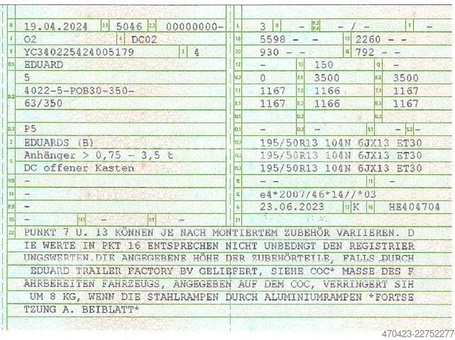 Nyitott pótkocsi ponyvával EDUARD P5*Schiebeplane*Auffahrrampen