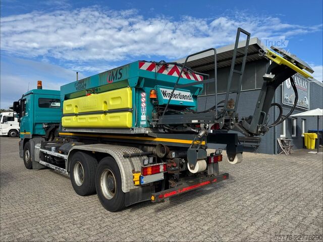 Kampós konténerszállító teherautó MERCEDES-BENZ 2632 Actros 6x4 Meiller Abroller KRAN Salzstreu