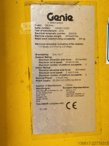 Munkaplatform GENIE GS 2646 Scherenbühne Elektro AH 9,92 m 454 kg