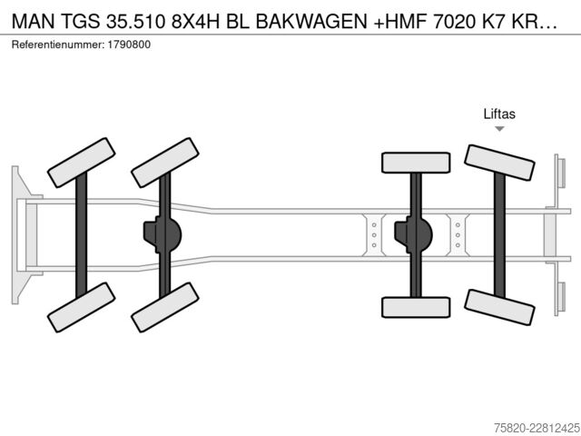 Krano sunkvežimis MAN TGS 35.510 8X4H BL BAKWAGEN +HMF 7020 K7 KRAAN/...