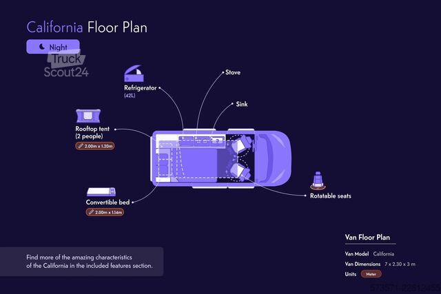 Wohnmobil Volkswagen California Océano 2022 | Automático | Techo elevable