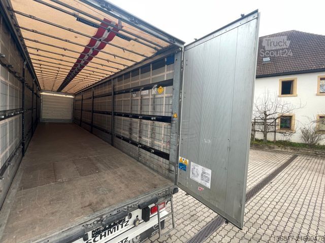 Atvērta puspiekabe ar tentu SCHMITZ CARGOBULL SCB*S3T SCS24/L-13.62EB Plane RSAB 2x Liftachse