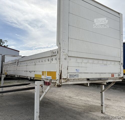 Plattform för växelflak med lastytaVäxelflak med lastplattformVäxelflak med flak Krone BDF 7,45m Baustoff Bordwand + Türen