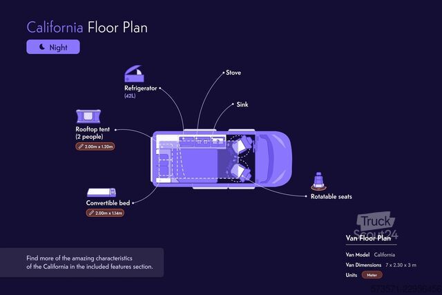 Wohnmobil Volkswagen California Ocean 2022 | Automática | Techo elevable