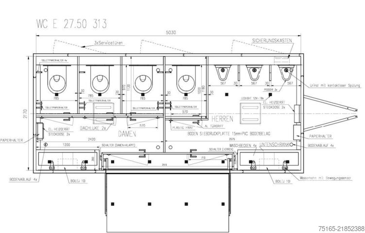 Toilettenwagen Rosemeier VE 3 Damen, 1 Herren, 3 Urinale Toilettenanhänger