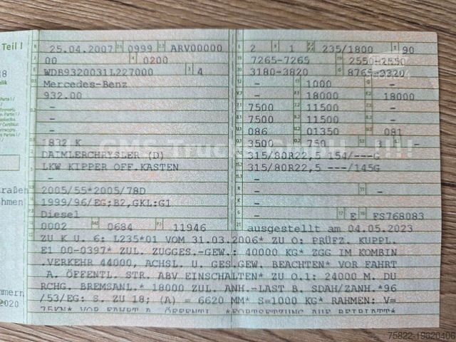 Üç taraflı damperli kamyon MERCEDES-BENZ Actros 1832 / EPS / E5 / Meiller Kipper