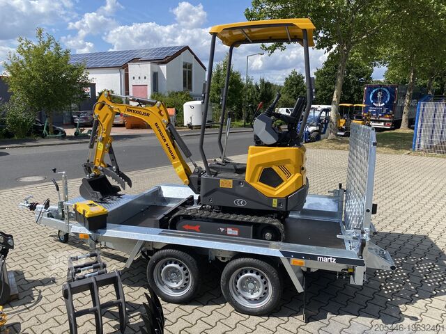 Miniescavatore con caricatore basso + pacchetto accessori Berger Kraus BK1000JSR mit Schwenkarm *HERBSTAKTION*