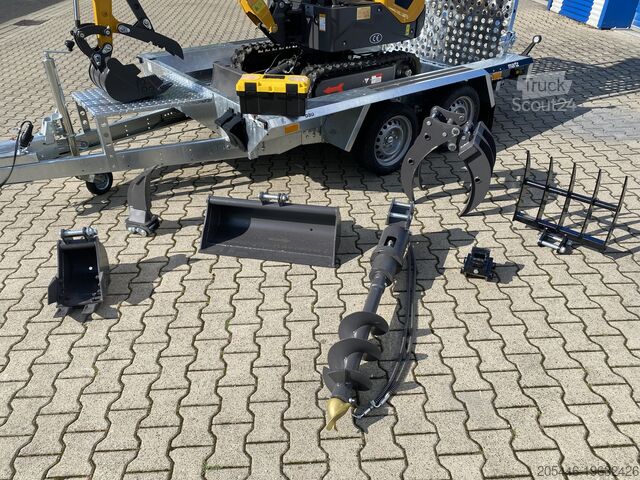 Mini excavator cu încărcător redus + pachet de accesorii Berger Kraus BK1000JSR mit Schwenkarm *HERBSTAKTION*