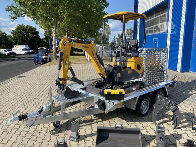 Mini excavator cu încărcător redus + pachet de accesorii Berger Kraus BK1000JSR mit Schwenkarm *HERBSTAKTION*