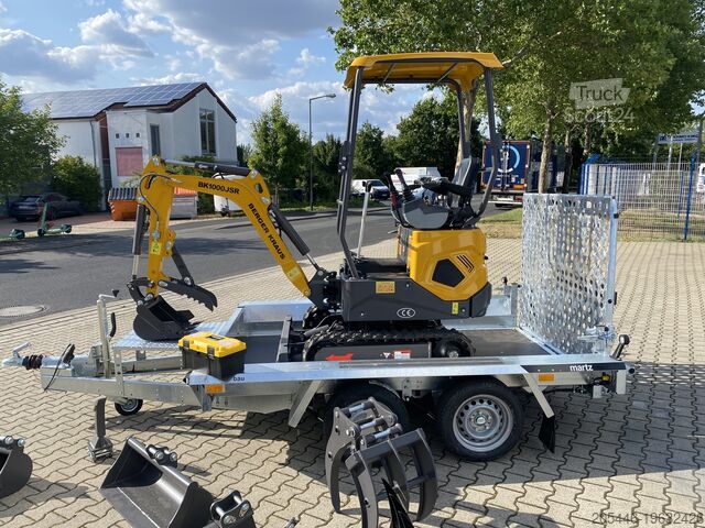 Mini excavator cu încărcător redus + pachet de accesorii Berger Kraus BK1000JSR mit Schwenkarm *HERBSTAKTION*