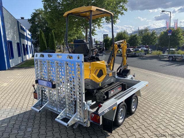 Mini excavator cu încărcător redus + pachet de accesorii Berger Kraus BK1000JSR mit Schwenkarm *HERBSTAKTION*
