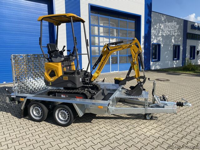 Mini excavator cu încărcător redus + pachet de accesorii Berger Kraus BK1000JSR mit Schwenkarm *HERBSTAKTION*