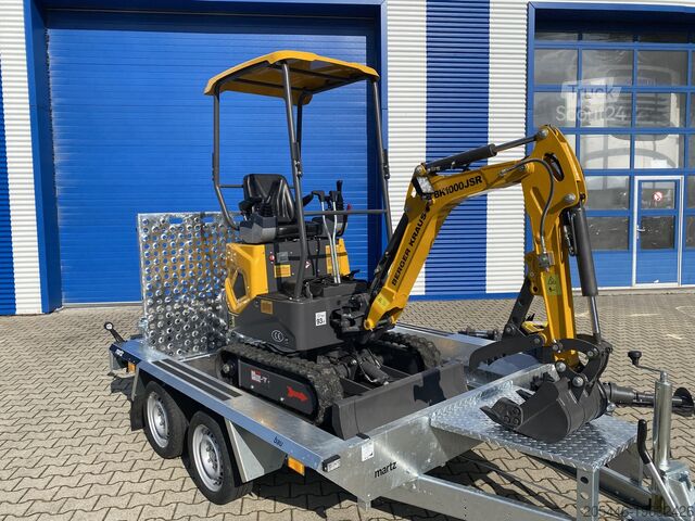 Mini excavator cu încărcător redus + pachet de accesorii Berger Kraus BK1000JSR mit Schwenkarm *HERBSTAKTION*
