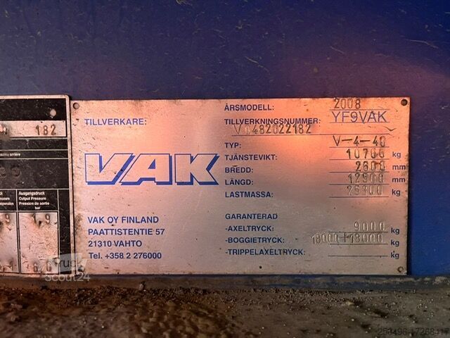 Transportavimas šaldytuve ir (arba) šaldiklyje VAK V-4-40 VECTOR 1850 / BOX L=12385 mm