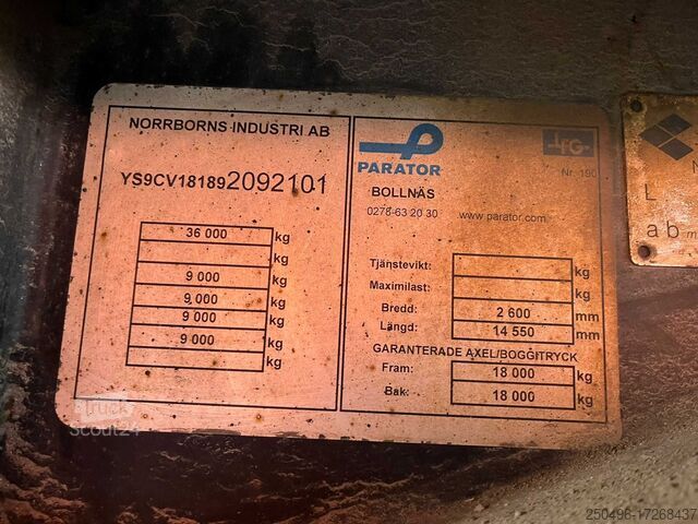 Transportavimas šaldytuve ir (arba) šaldiklyje Parator CV 18-18 VECTOR 1850 / BOX L=12332 mm