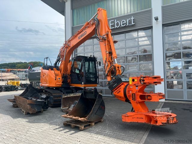 Escavatore cingolato KOBELCO ED160 BR-7 / nur 999h! / Woodcracker Löffelpaket
