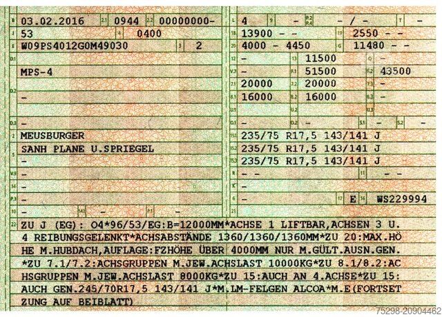 Brandalı açık yarı römork MEUSBURGER MPS-4 / verbreiterbar / Lenkachse / Liftachse