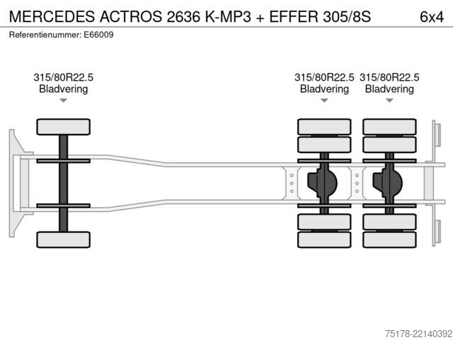 Rakodóplatform Mercedes-Benz ACTROS 2636 K-MP3 + EFFER 305/8S