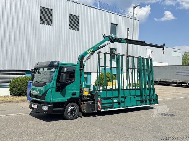 Специално модифициран транспортер за транспорт на стъкло Iveco Eurocargo 75-21 HEGLA-Glastransport Kran