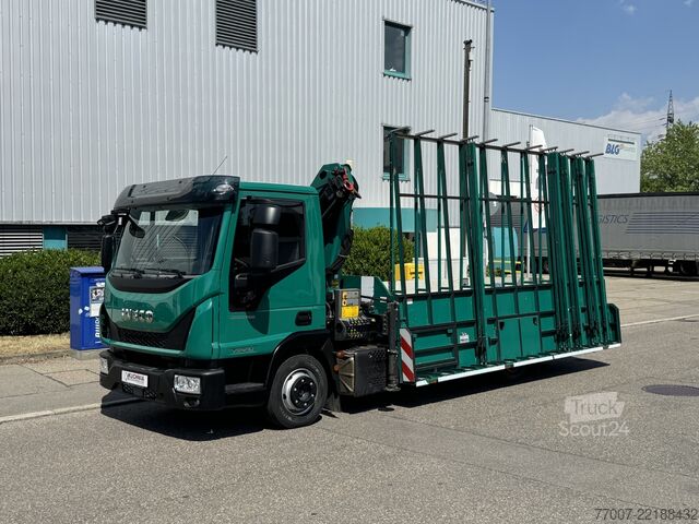 Специално модифициран транспортер за транспорт на стъкло Iveco Eurocargo 75-21 HEGLA-Glastransport Kran