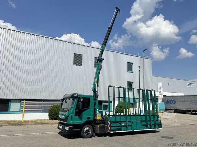 Специално модифициран транспортер за транспорт на стъкло Iveco Eurocargo 75-21 HEGLA-Glastransport Kran