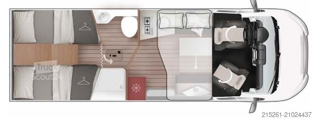 Half-integraal camper ROLLER TEAM Kronos 287TL MR25/26 Einzelbetten Hubbett Garage