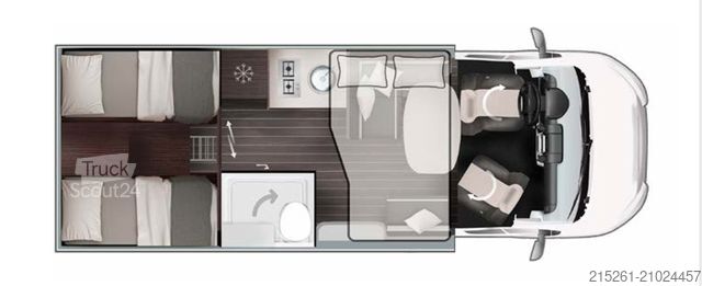 Half-integraal camper ROLLER TEAM Zefiro 285TL, MR25/26, Einzelbetten Hubbett  7m