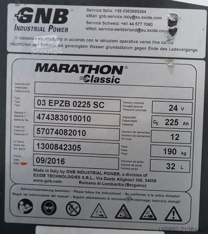 Batería de carretilla elevadora GNB 24 Volt 3 PzB 225 Ah