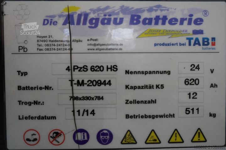 Batería de carretilla elevadora ALLGÄU BATTERIE 24 Volt 4 PzS 620 Ah