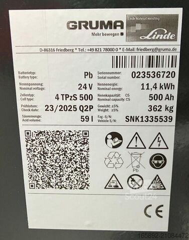 Batería de carretilla elevadora AIM 24 Volt 4 PzS 500 Ah