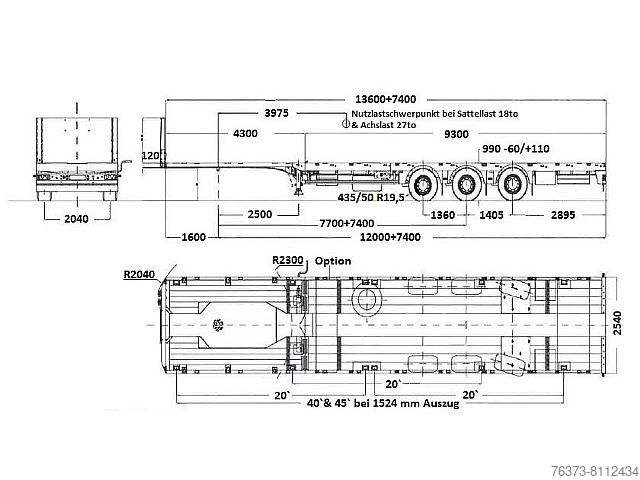 Låglastare Faymonville MAX Trailer-3-Achs-Mega-Tele-Plateau-nachlaufgel.