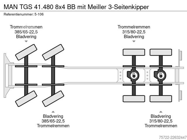 قلابة ذات 3 اتجاهات MAN TGS 41.480 8x4 BB mit Meiller 3-Seitenkipper