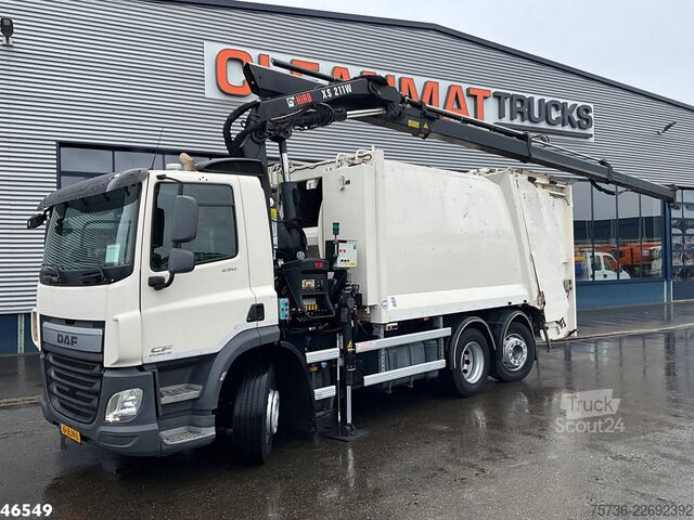 Véhicule de collecte des déchets DAF FAN CF 290 Hiab 21 Tonmeter laadkraan Just 178...