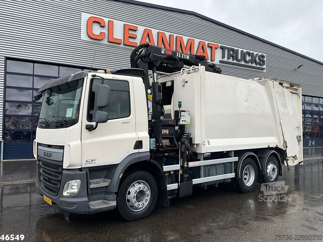 Véhicule de collecte des déchets DAF FAN CF 290 Hiab 21 Tonmeter laadkraan Just 178...