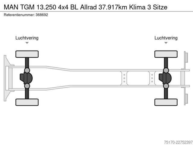  MAN TGM 13.250 4x4 BL Allrad 37.917km Klima 3 Sitze